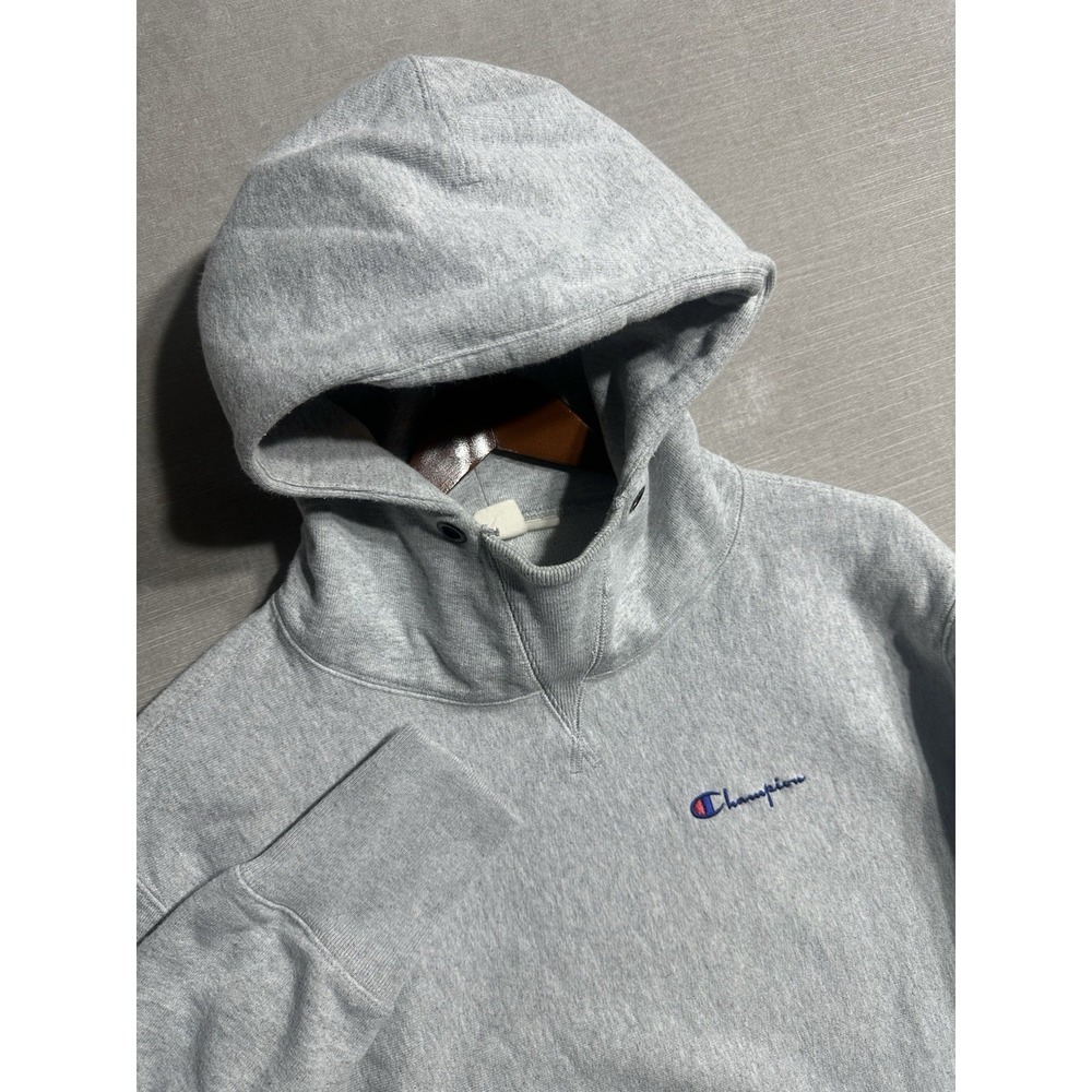 Vintage Champion Reverse Weave Warm Up Hoodie Sweatshirt Size Medium Grey Solid